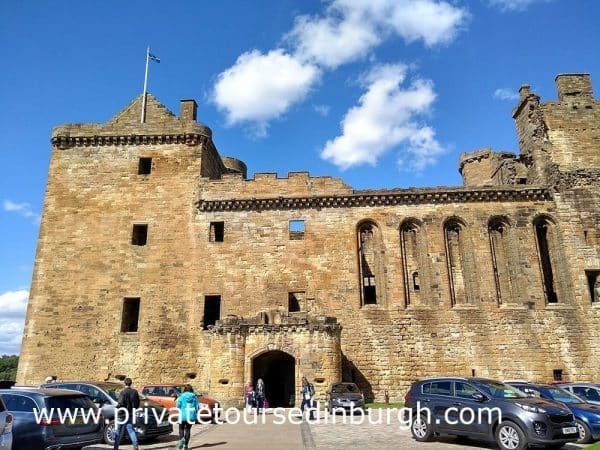 Linlithgow Palace in the summer, scene of Wentworth prison in Outlander , Linlithgow Palace is at the far end of the loch , The palace is the birthplace of Mary Queen of Scots