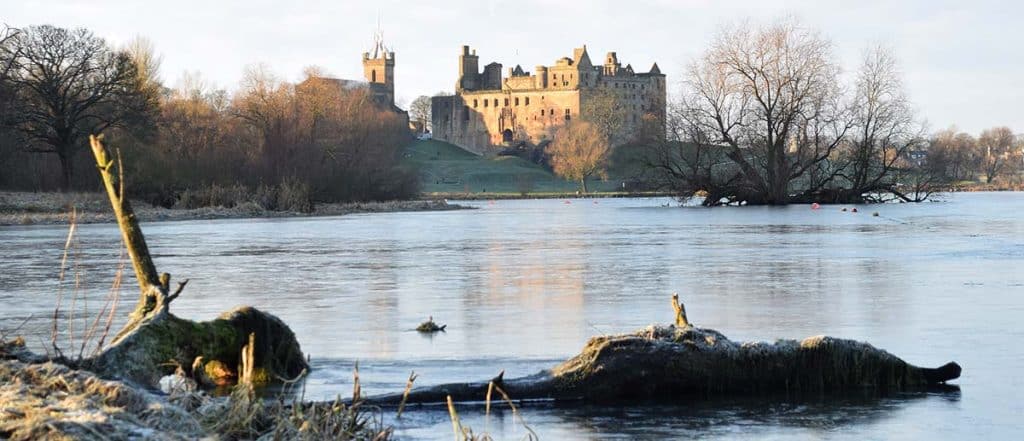 Linlithgow Palace is at the far end of the loch